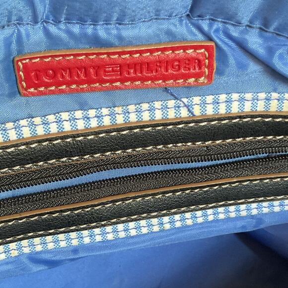 Tommy Hilfiger Vintage Monogram Tote Bag Black Beige Y2k Retro Designer - Picture 9 of 10